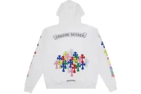 Bluza z kapturem Chrome Hearts Multi Color Cross Cemetery w kolorze białym