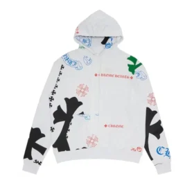 Bluza z kapturem Chrome Hearts Stencil w kolorze białym/wielobarwnym