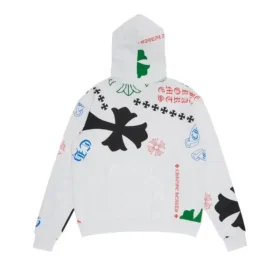 Bluza z kapturem Chrome Hearts Stencil w kolorze białym/wielobarwnym