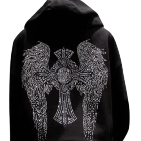 Bluza z kapturem Chrome Hearts z kryształkami