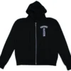 Bluza z kapturem i zamkiem błyskawicznym Chrome Hearts z kwiatowym logo, czarna, rozmiar L