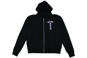 Bluza z kapturem i zamkiem błyskawicznym Chrome Hearts z kwiatowym logo, czarna, rozmiar L