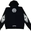 Bluza z kapturem i zamkiem błyskawicznym Chrome Hearts z kwiatowym logo, czarna, rozmiar L
