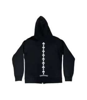 Bluza z kapturem i zamkiem błyskawicznym Chrome Hearts z potrójnym logo krzyża