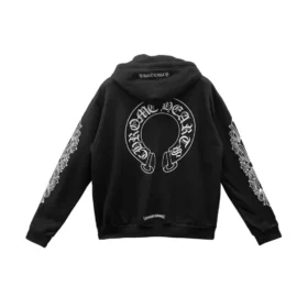 Bluza z kapturem i zamkiem Chrome Hearts F**Kyou Horseshoe z motywem kwiatowym na rękawie