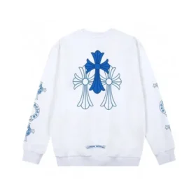 Bluza z okrągłym dekoltem i niebieskim logo Chrome Hearts