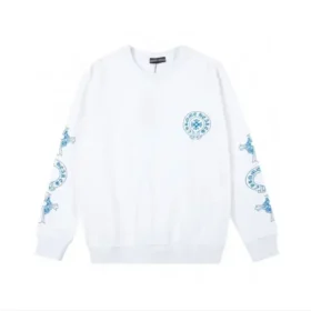 Bluza z okrągłym dekoltem i niebieskim logo Chrome Hearts