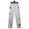 Chrome Hearts Białe jeansy z motywem lamparta