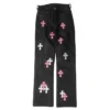 Chrome Hearts Fleur Knee Leather Cross Patch Spodnie
