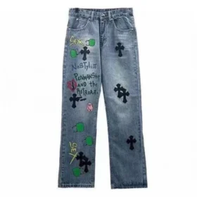 Chrome Hearts Graffiti Red Lips Jeansy