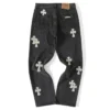 Chrome Hearts Jeansy z białą Cross Patch w kształcie krzyża