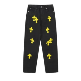 Chrome Hearts Jeansy z przetarciami w kolorze żółtym