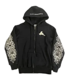 Chrome Hearts Rzadka bluza z kapturem na zamek z motywem Floral Cross i krzyżem Foti