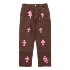Chrome Style Brown Carpenter Hearts Spodnie