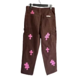Chrome Style Brown Carpenter Hearts Spodnie