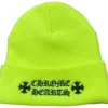 Czapka z logo Chrome Hearts w kolorze neonowożółtym