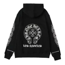 Czarna bluza z kapturem i zamkiem Chrome Hearts Los Angeles