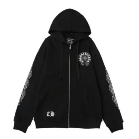 Czarna bluza z kapturem i zamkiem Chrome Hearts Los Angeles