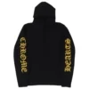 Czarna bluza z kapturem z haftem Chrome Hearts z kaszmiru