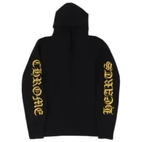Czarna bluza z kapturem z haftem Chrome Hearts z kaszmiru
