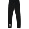 Czarne bawełniane legginsy Chrome Hearts z szarym nadrukiem z wieloma logo