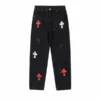 Czarne jeansy z haftem Chrome Hearts