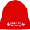 Czerwona czapka z logo Chrome Hearts