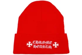Czerwona czapka z logo Chrome Hearts