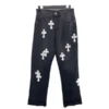 Jeansy Chrome Hearts Cross z przeszyciami Jeansy Chrome Hearts Cross z przeszyciami