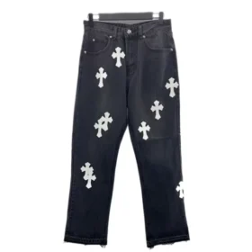 Jeansy Chrome Hearts Cross z przeszyciami