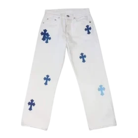 Jeansy Chrome Hearts z Cross Patch w kształcie krzyża