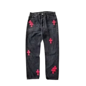 Jeansy Chrome Hearts z naszywką Czerwonego Krzyża