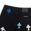 Jeansy Chrome Hearts z niebiesko-białą Cross Patch w kształcie krzyża