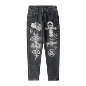 Jeansy inspirowane marką Chrome Hearts