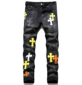 Jeansy z logo krzyża Chrome Hearts