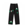 Jeansy z naszywką Chrome Hearts Cross w kolorze zielonym i białym