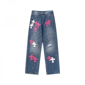 Jeansy z naszywką Chrome Hearts Rough Cross Patch