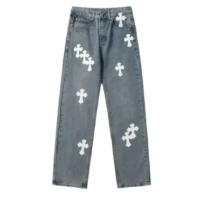 Jeansy z naszywką w kształcie krzyża Chrome Hearts Cross Patch