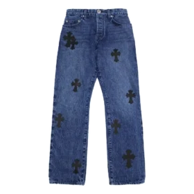 Jeansy z naszywkami w kształcie Cross Patch