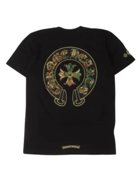Koszulka Chrome Hearts z kieszenią i wzorem Cemetery Cross na tle kamuflażu