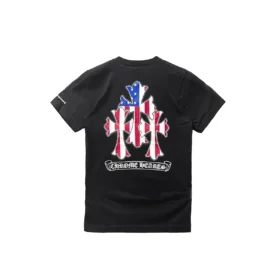 Koszulka z krótkim rękawem Chrome Hearts z flagą USA i potrójnym krzyżem