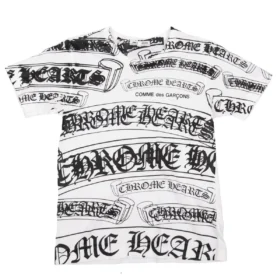 Koszulka z nadrukiem Chrome Hearts Comme Des Garcons, biała, czarna
