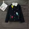 Kurtka dżinsowa Chrome Hearts z białym kołnierzem i Cross Patches