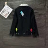 Kurtka dżinsowa Chrome Hearts z białym kołnierzem i Cross Patches