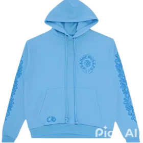 Niebieska bluza z kapturem Chrome Hearts Sanskrit