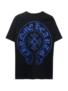Niebieska koszulka z motywem podkowy Chrome Hearts