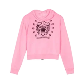 Różowa bluza z kapturem i zamkiem dla dziewczyn Chrome Hearts