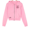Różowa bluza z kapturem i zamkiem dla dziewczyn Chrome Hearts