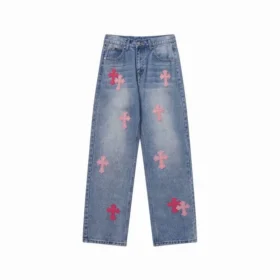 Różowe Jeansy z logo Chrome Hearts