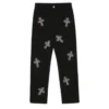 Spodnie Chrome Hearts z krzyżem z kryształków